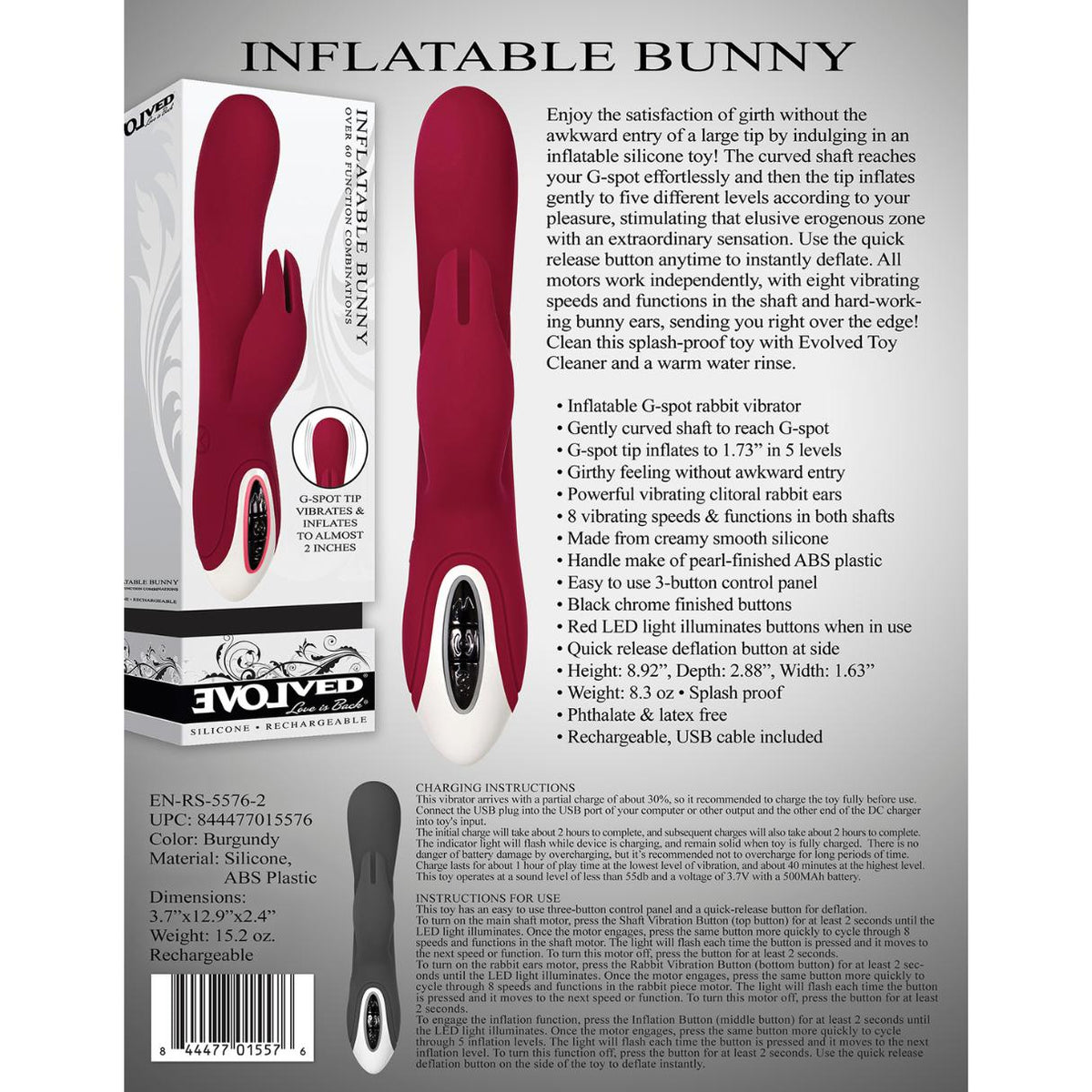 Inflatable Bunny Dual Stim Rechargeable Vibe