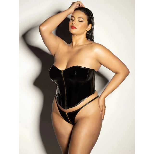 Fetish Rider Vinyl Bustier & Panty Set - Queen
