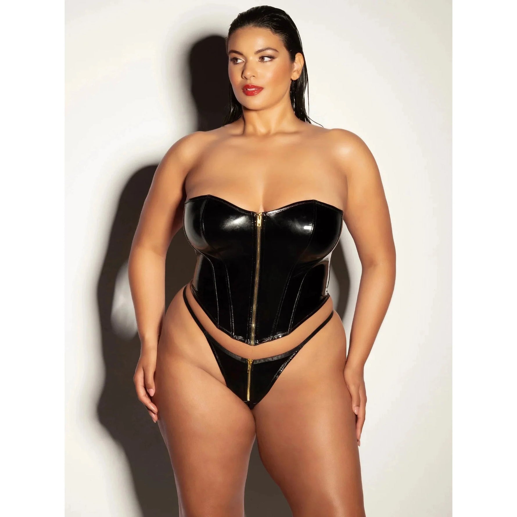 Fetish Rider Vinyl Bustier & Panty Set - Queen