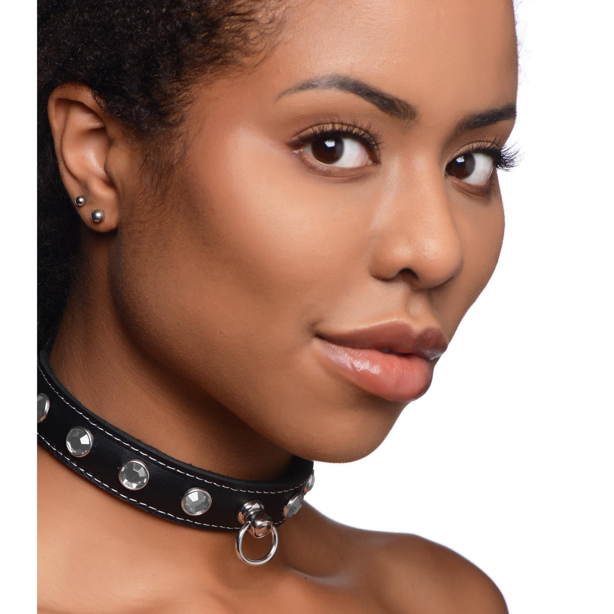 Fierce Vixen Leather Choker with Rhinestones