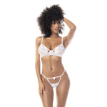 Floral Lace Bra, Garter Belt & Open Back Panty Set