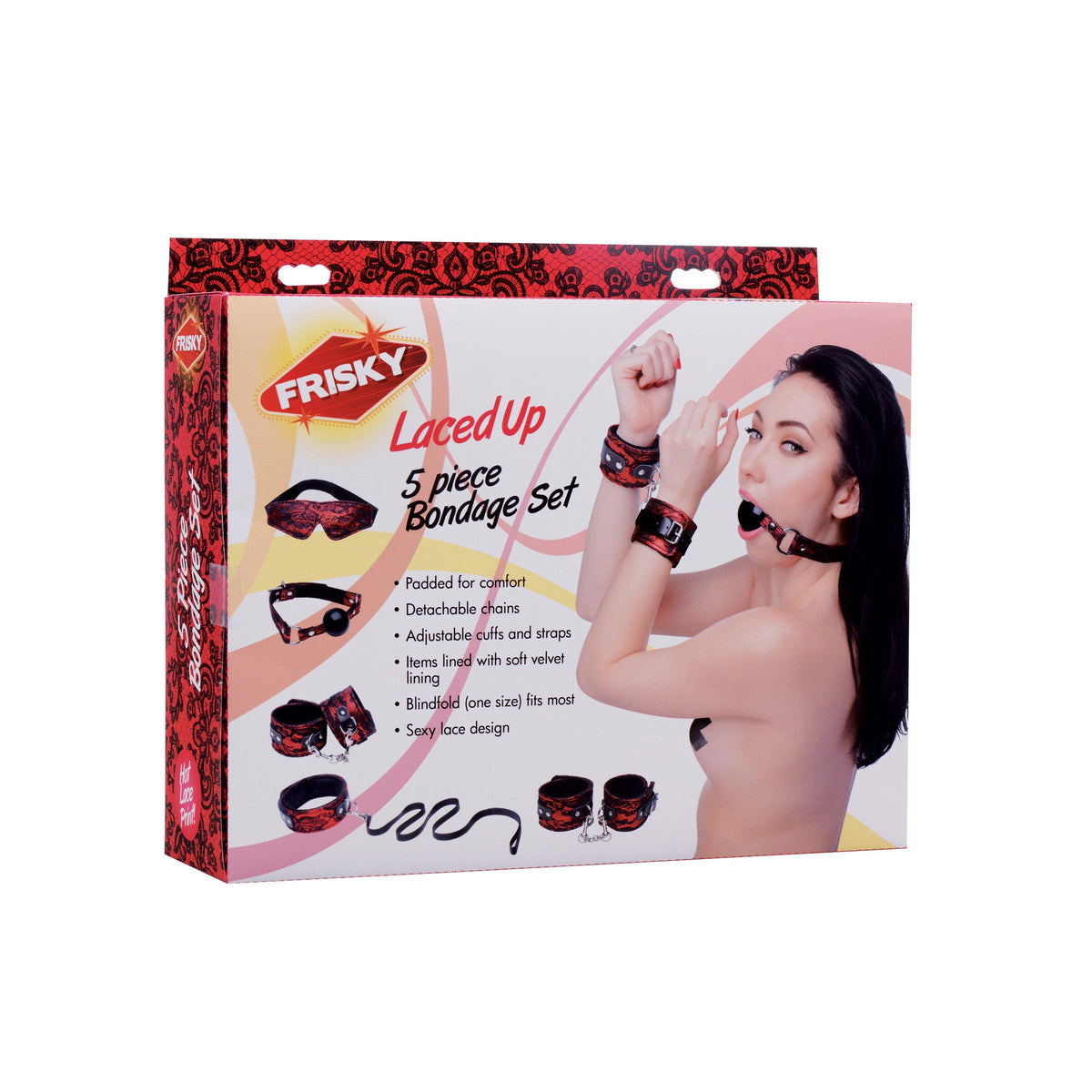 Frisky Lacy Red 5 Piece Bondage Set