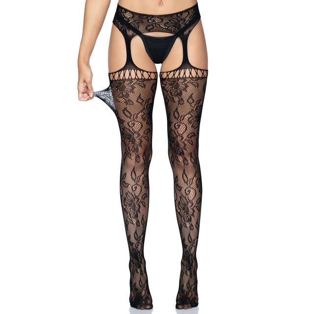 Gardenia Lace Garter Belt Stockings