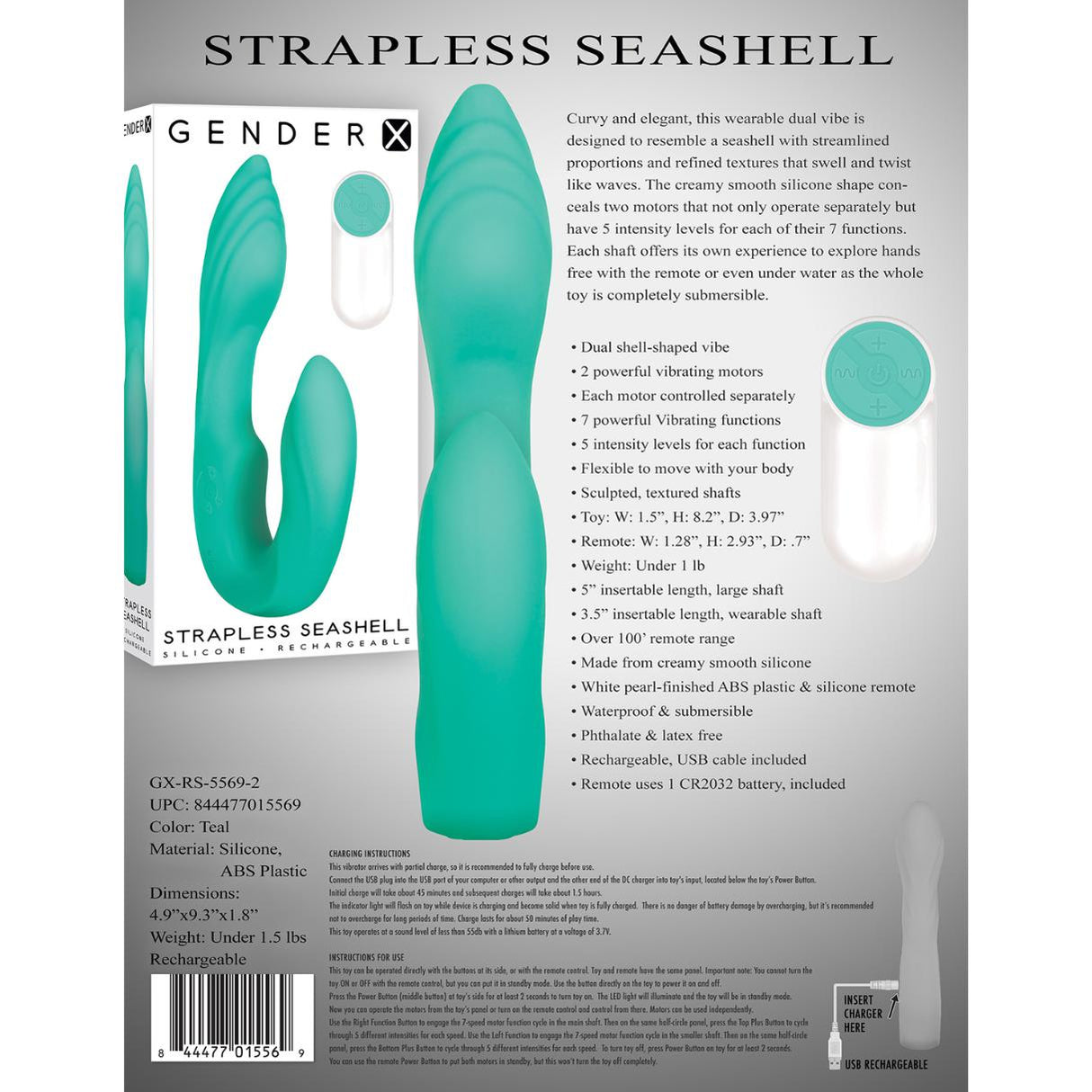 Gender X Seashell Rechargeable Strapless Dildo