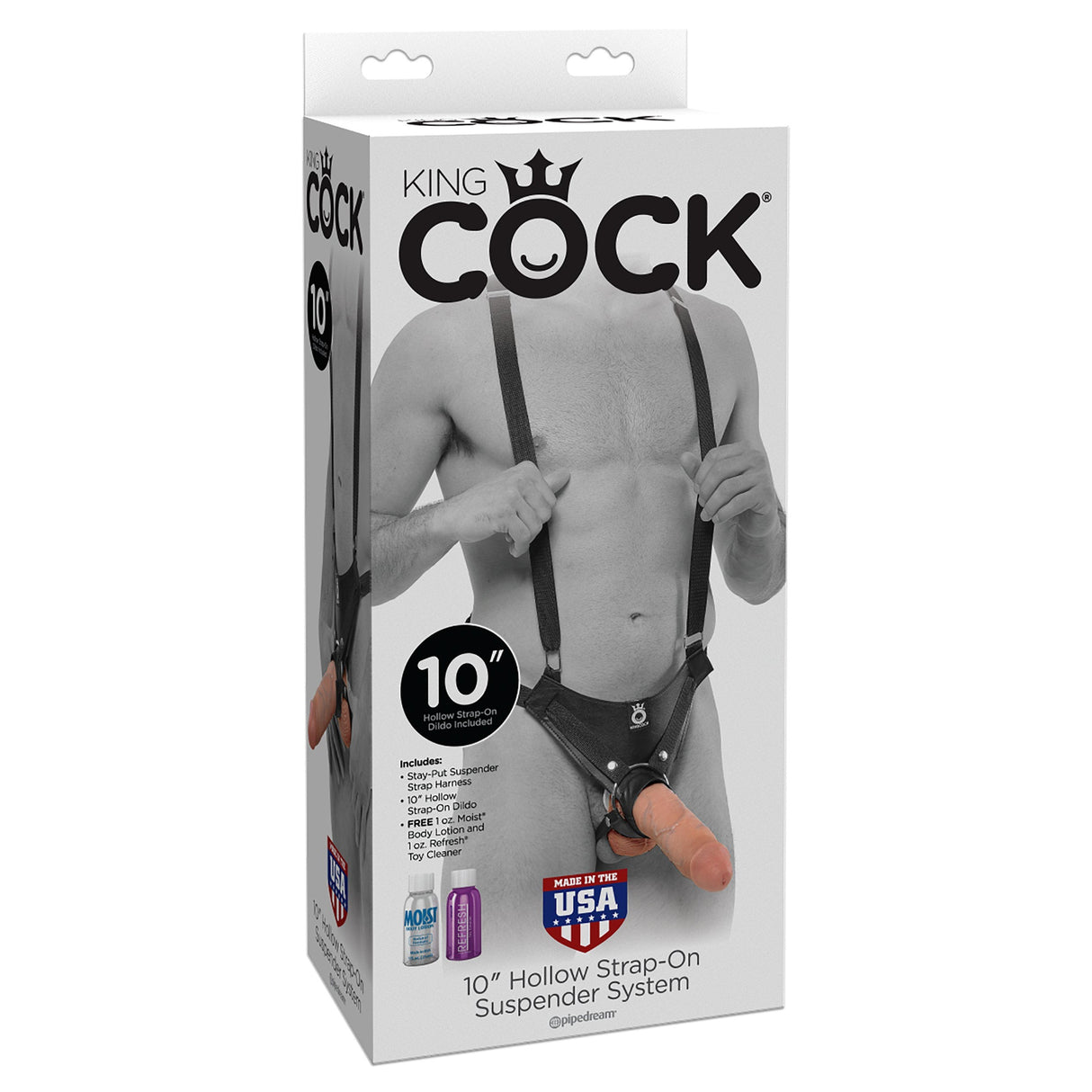 King Cock 10 Inch Hollow Strap-On Suspender System