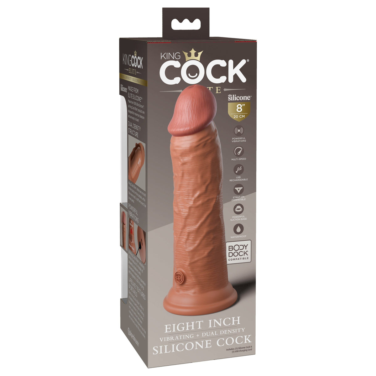 King Cock Elite 8 Inch Dual Density Vibrating Silicone Dildo