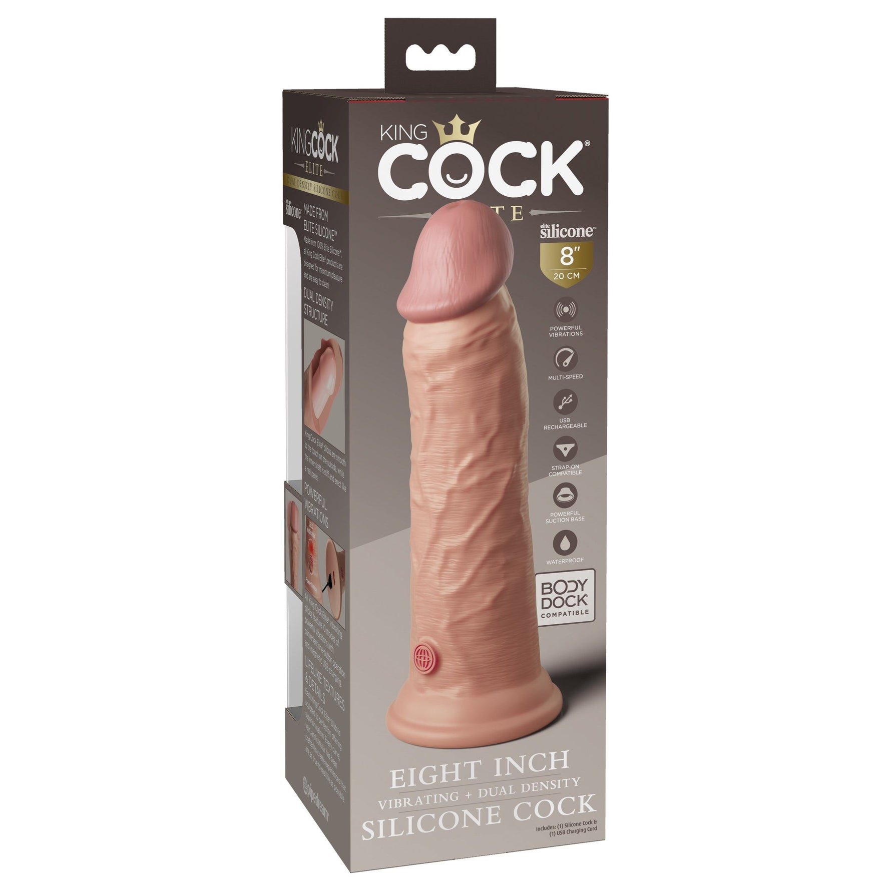 King Cock Elite 8 Inch Dual Density Vibrating Silicone Dildo