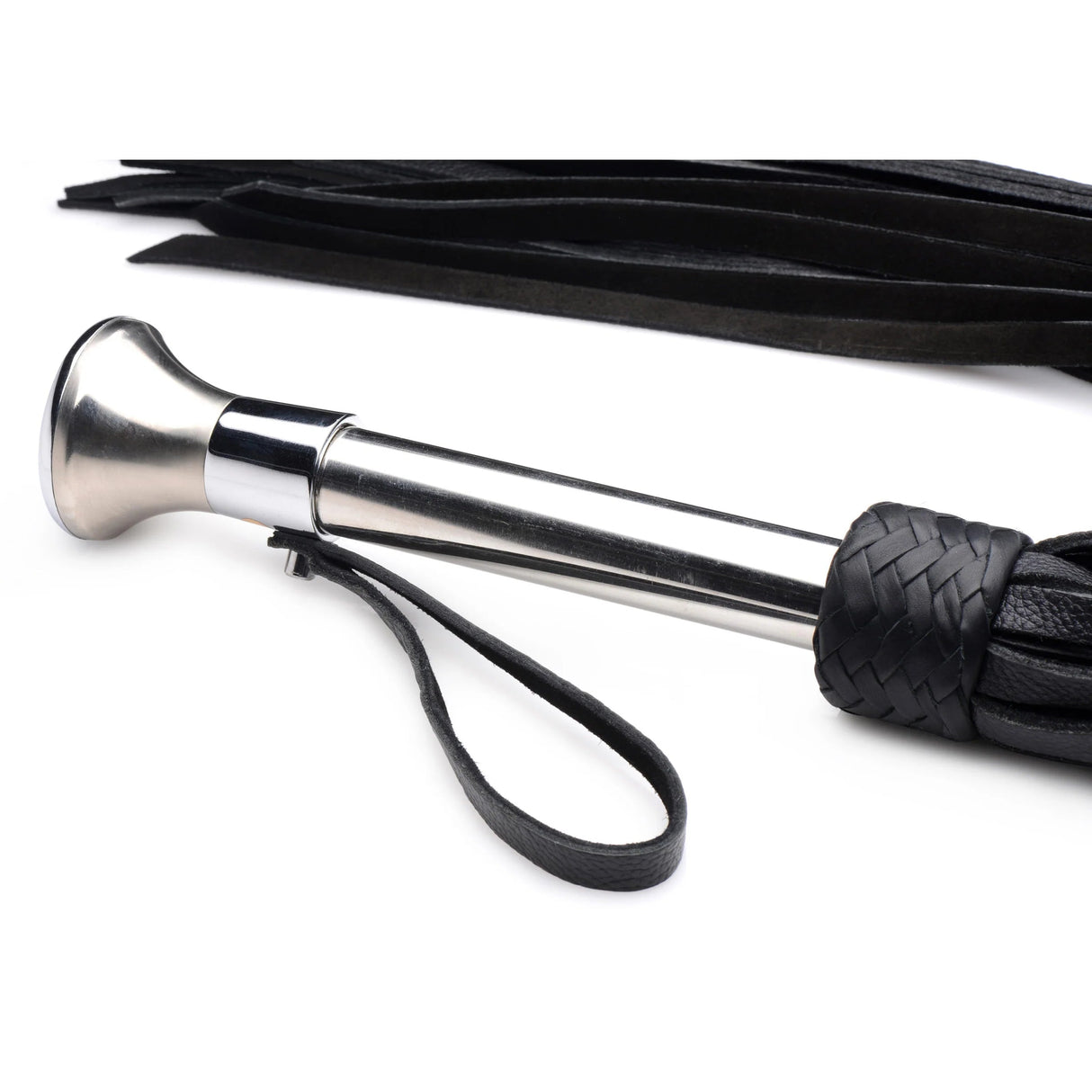 Leather Flogger With Stainless Steel Handle