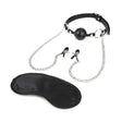 Lux Fetish Breathable Gag with Nipple Clamp