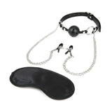 Lux Fetish Breathable Gag with Nipple Clamp