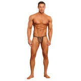 Male Power Posing Strap Thong with Animal Print