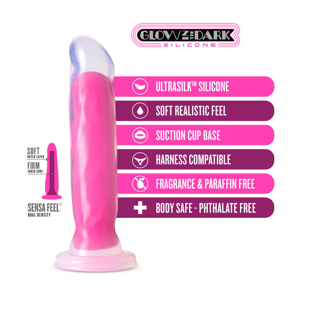 Neo Elite Glow In The Dark 8 Inch Silicone Dildo