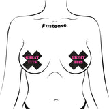 Pastease Black with Pink 'Great Tits' Cross Nipple Pasties