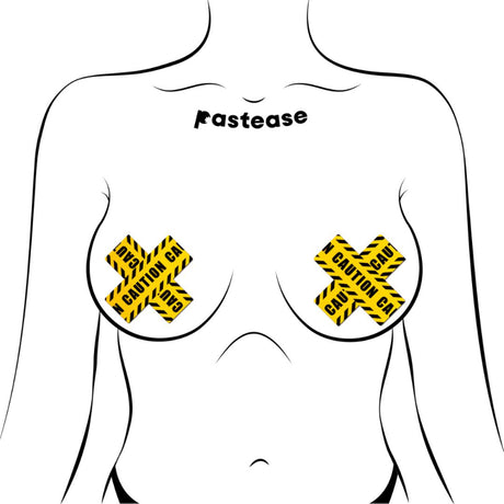 Pastease Crossed Caution Tape Nipple Pasties