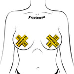 Pastease Crossed Caution Tape Nipple Pasties