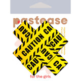 Pastease Crossed Caution Tape Nipple Pasties