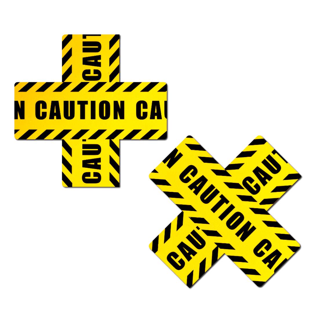 Pastease Crossed Caution Tape Nipple Pasties