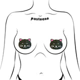 Pastease Happy Black Glitter Kitty Cat Nipple Pasties
