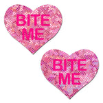 Pastease Liquid Pink Heart with 'Bite Me' Nipple Pasties