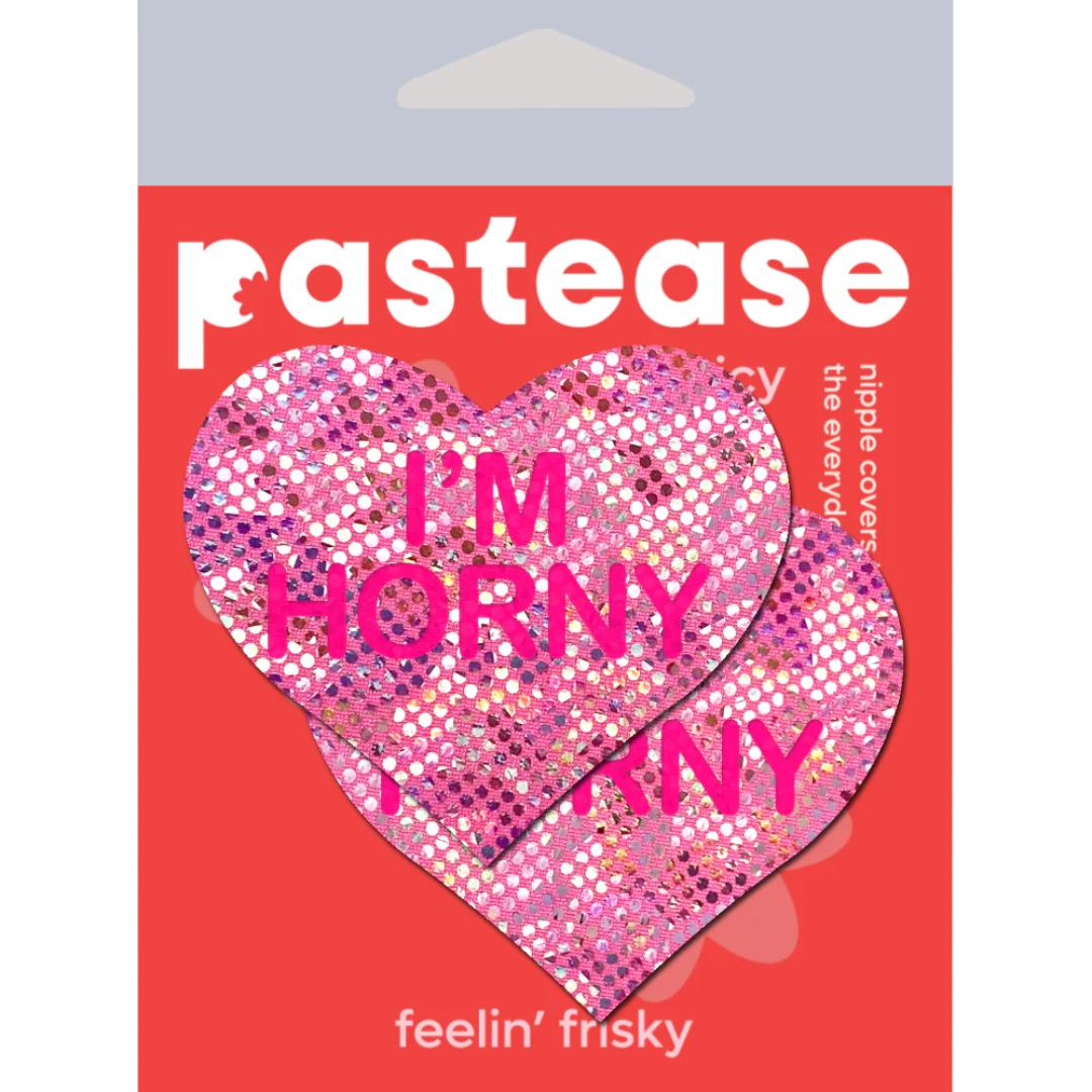 Pastease Liquid Pink Heart with 'I'm Horny' Nipple Pasties