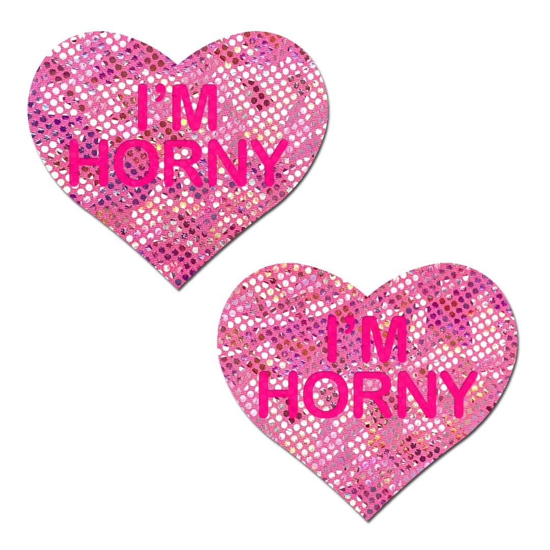 Pastease Liquid Pink Heart with 'I'm Horny' Nipple Pasties