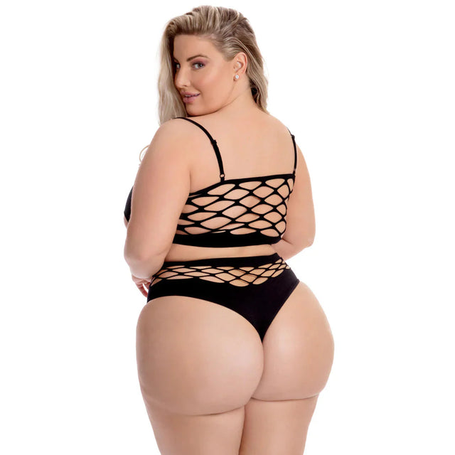 Pink Lipstick Neon Dreams Bra & High Waist Thong - Queen