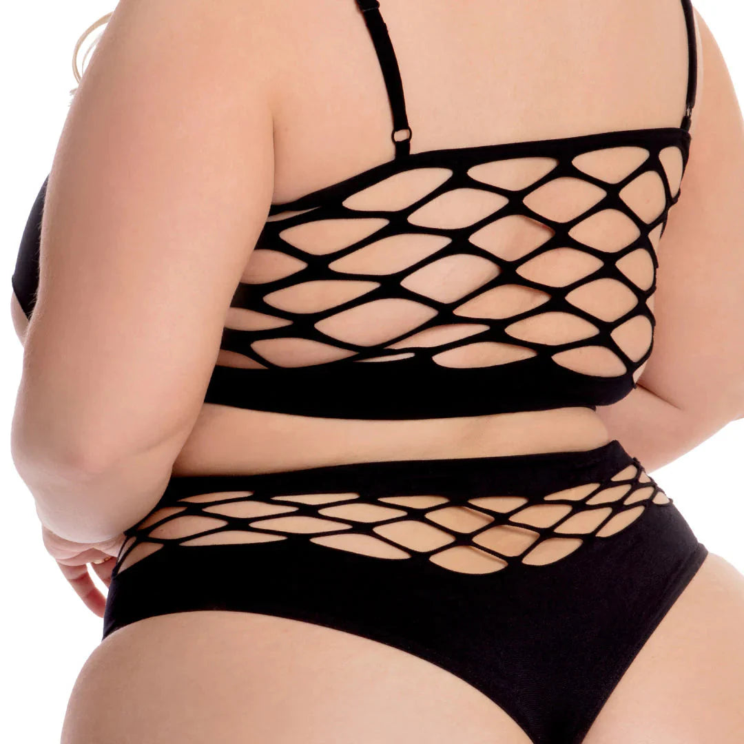 Pink Lipstick Neon Dreams Bra & High Waist Thong - Queen