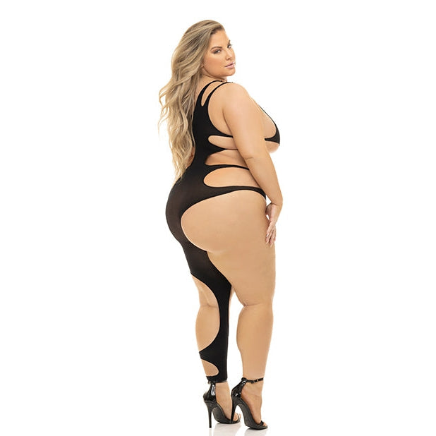 Pink Lipstick Show You How Cut Out Bodystocking