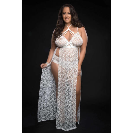 Plus Size Halter Laced Gown
