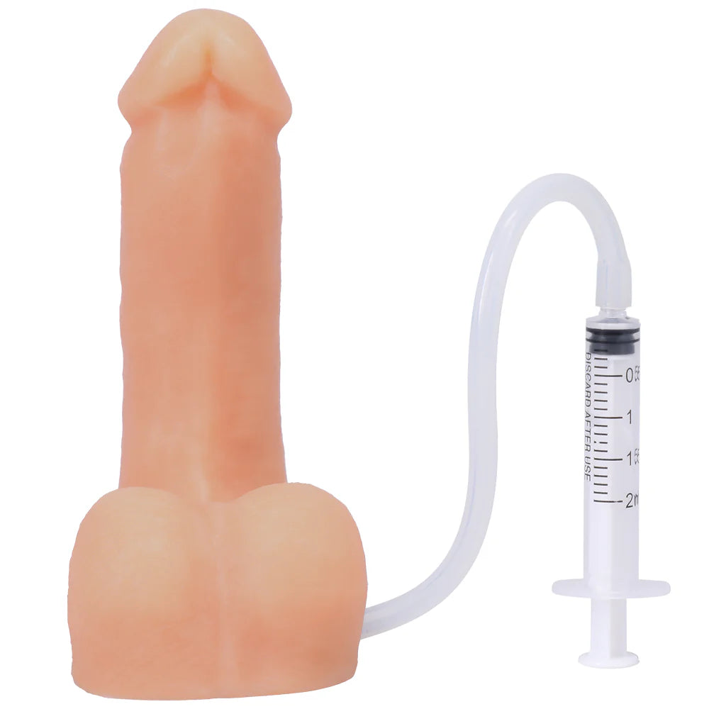 Pop N' Play Silicone Squirting Packer Dildo - Cream