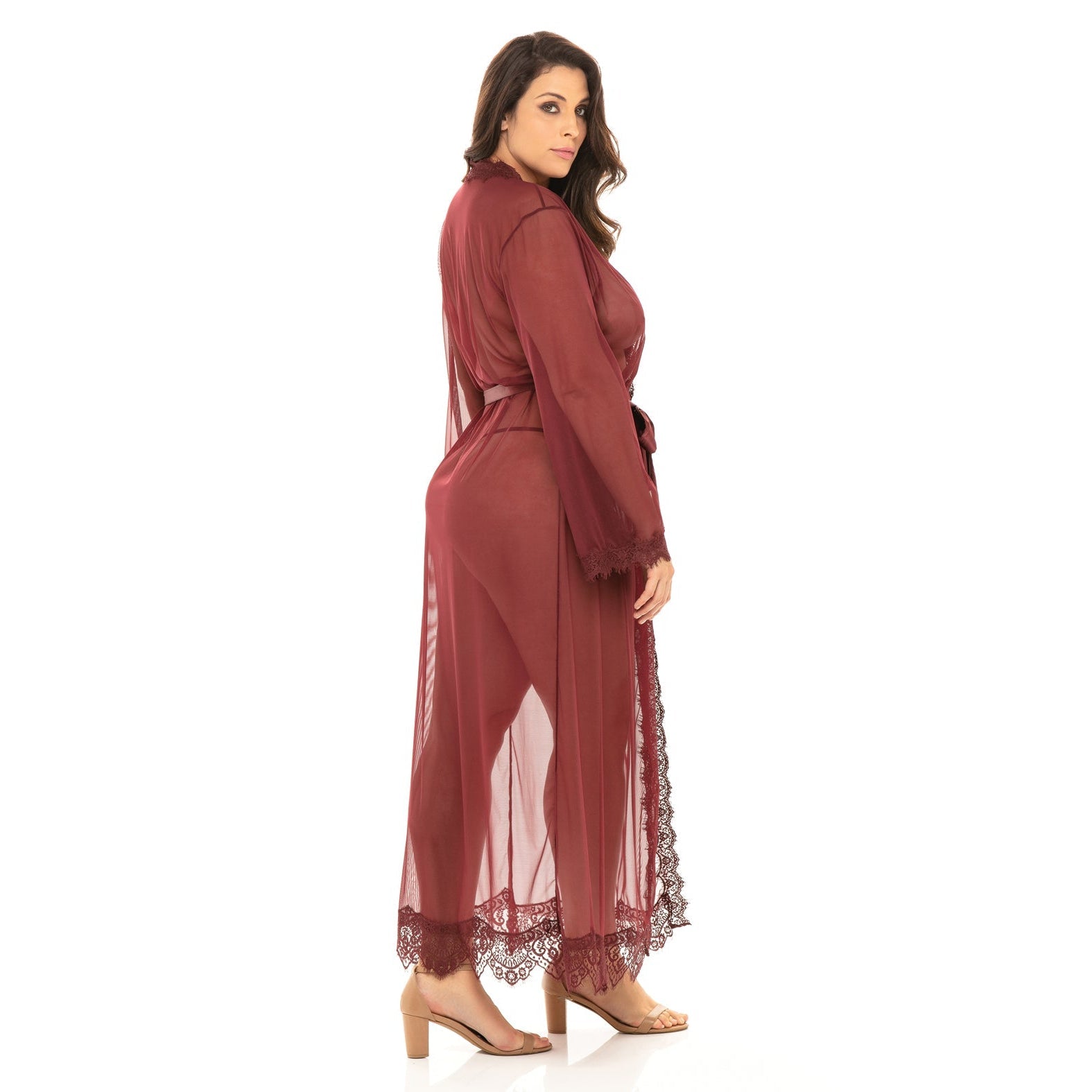 Provence Eyelash Lace Floor Length Robe Zinfandel