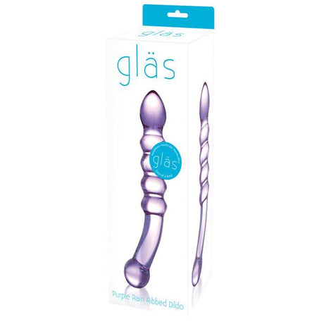 Purple Rain Ribbed Glass Dildo