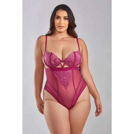 Quinn Cross Dyed Galloon Lace & Mesh Teddy - Queen