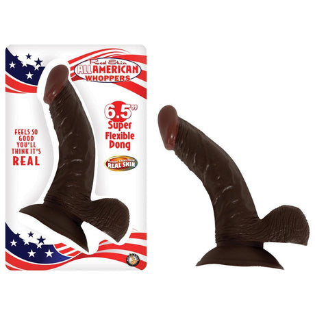 Real Skin Whoppers Curved Suction Cup Dildo - Black
