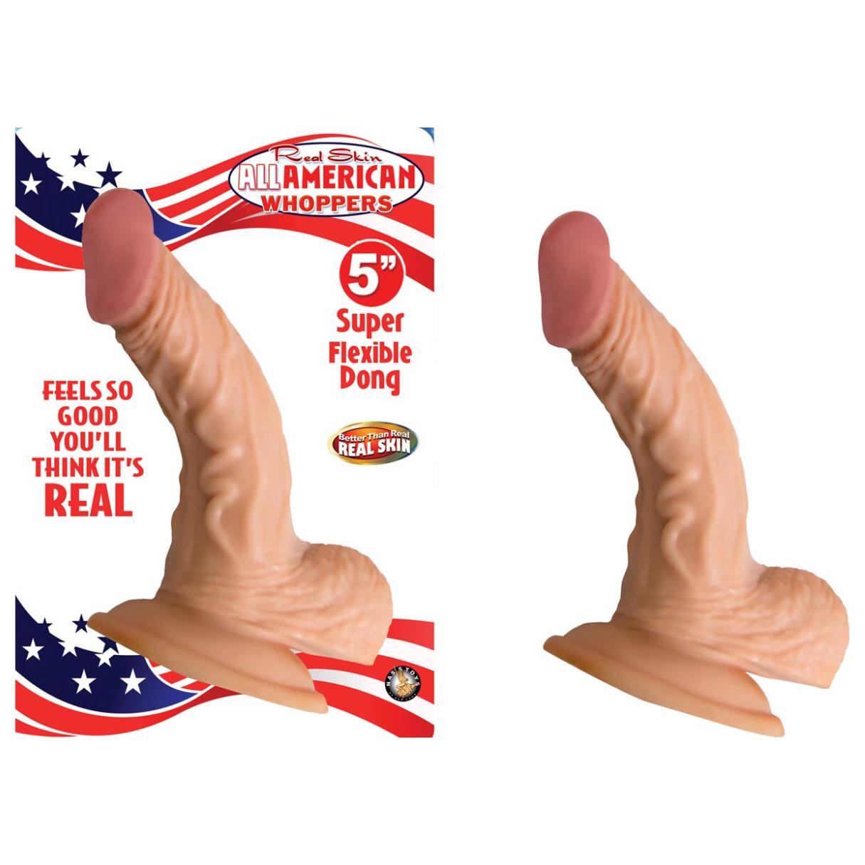 Real Skin Whoppers Realistic Curved Suction Cup Dildo