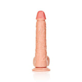 RealRock 12 Inch Straight Dildo With Balls and Suction Cup - Beige