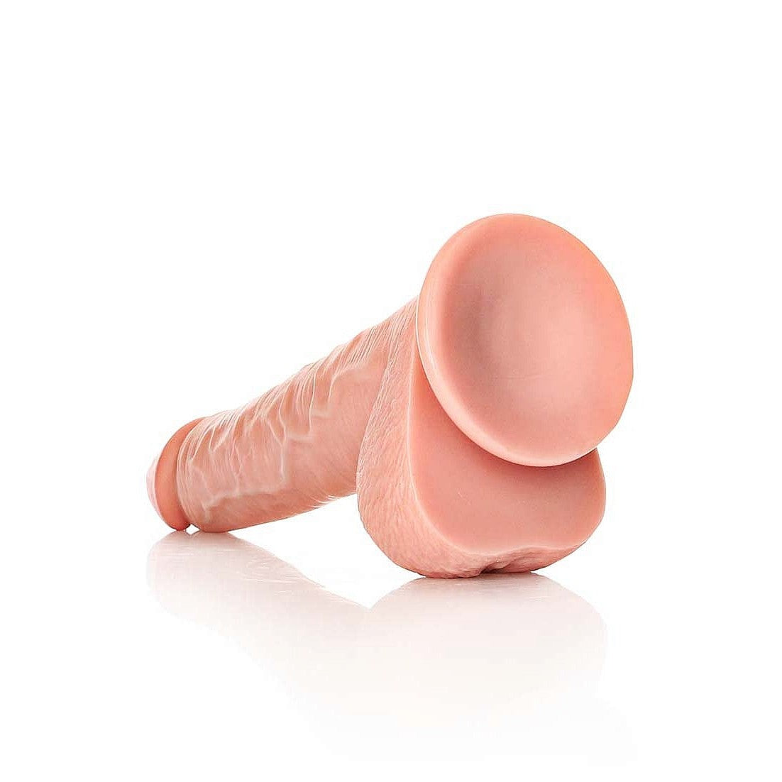 RealRock 12 Inch Straight Dildo With Balls and Suction Cup - Beige