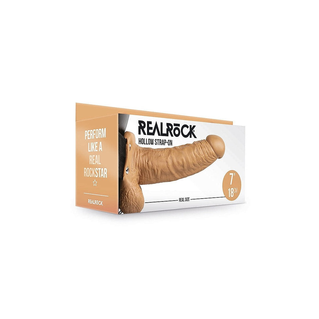 RealRock 7 Inch Hollow Strap-On - Tan