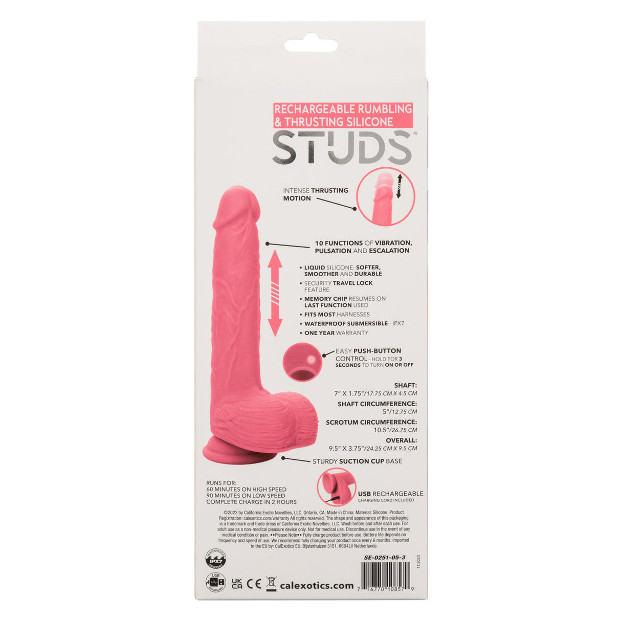 Rechargeable Rumbling & Thrusting Silicone Dildo