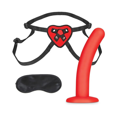 Red Heart Strap on Harness & Dildo Set 5-Inch