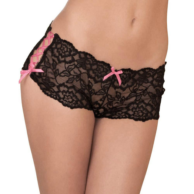 Rene Rofe Crotchless Lace Side Tie Boyleg