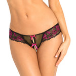 Rene Rofe Crotchless Lace Thong Panty with Bows