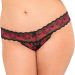 Rene Rofe Crotchless Lace V-Thong