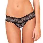 Rene Rofe Crotchless Lace V-Thong