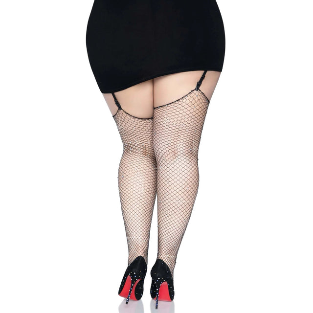 Rhinestone Fishnet Stockings - Plus Size