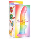 Ribbed Rainbow Silicone Dildo