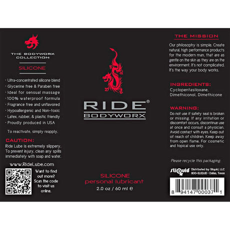 Ride Bodyworx Silicone Based Lubricant - 2 oz