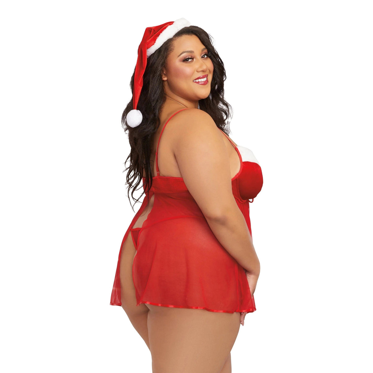 Santa Babydoll, Thong & Hat Set