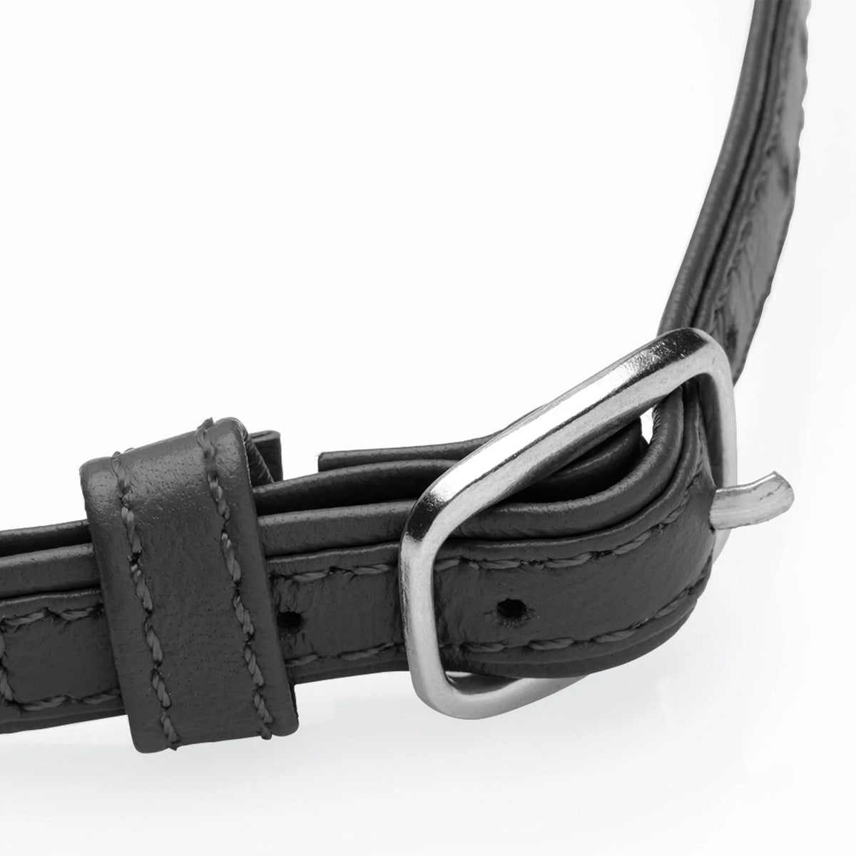 Sex Pet Leather Choker with Silver Ring - Black