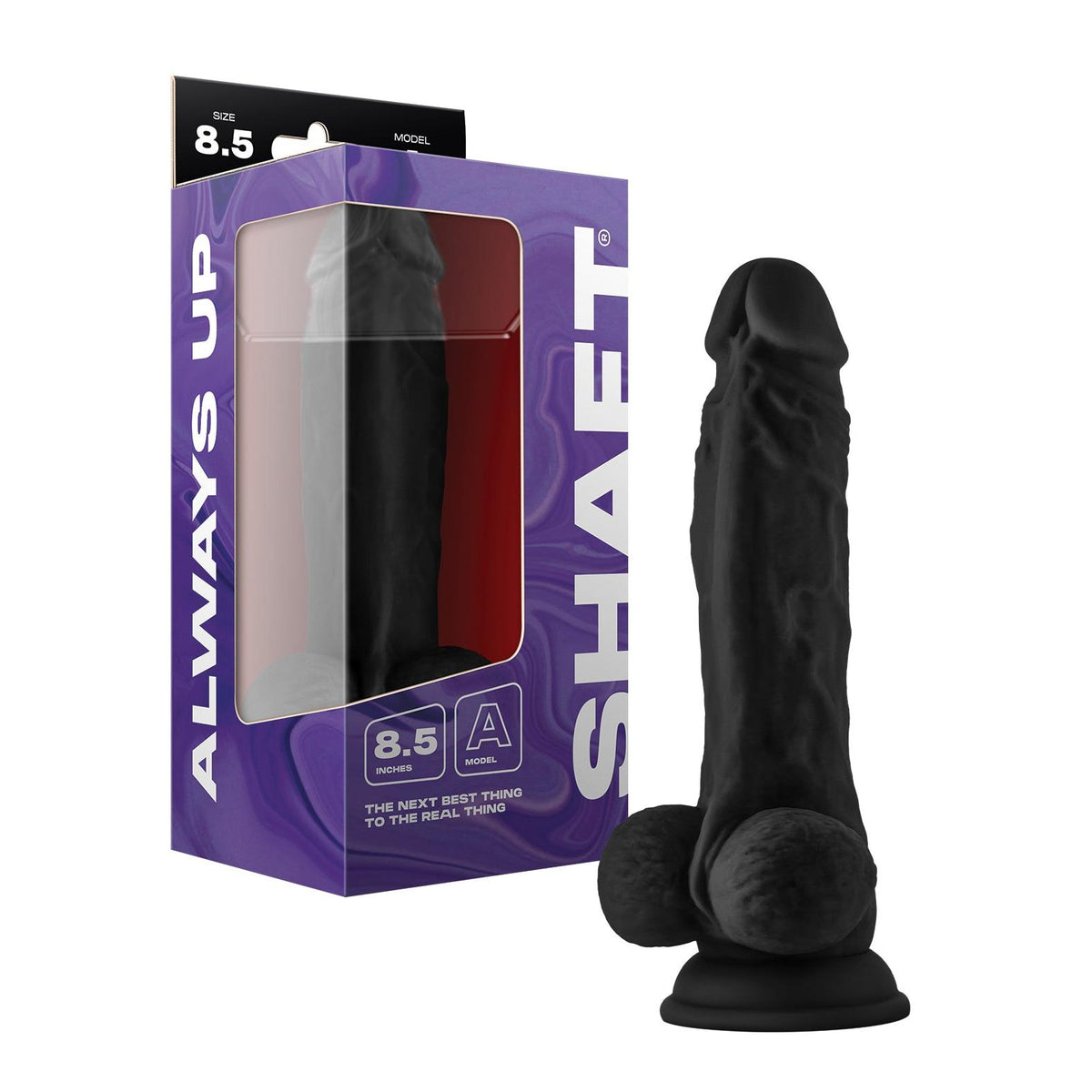 Shaft Model A 8.5 inch Black Liquid Silicone Dong with Balls